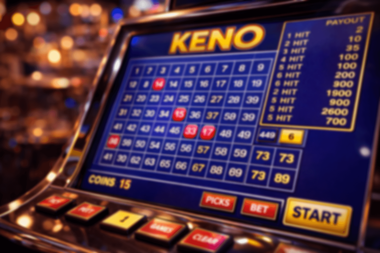 Keno ticket and numbered draw board