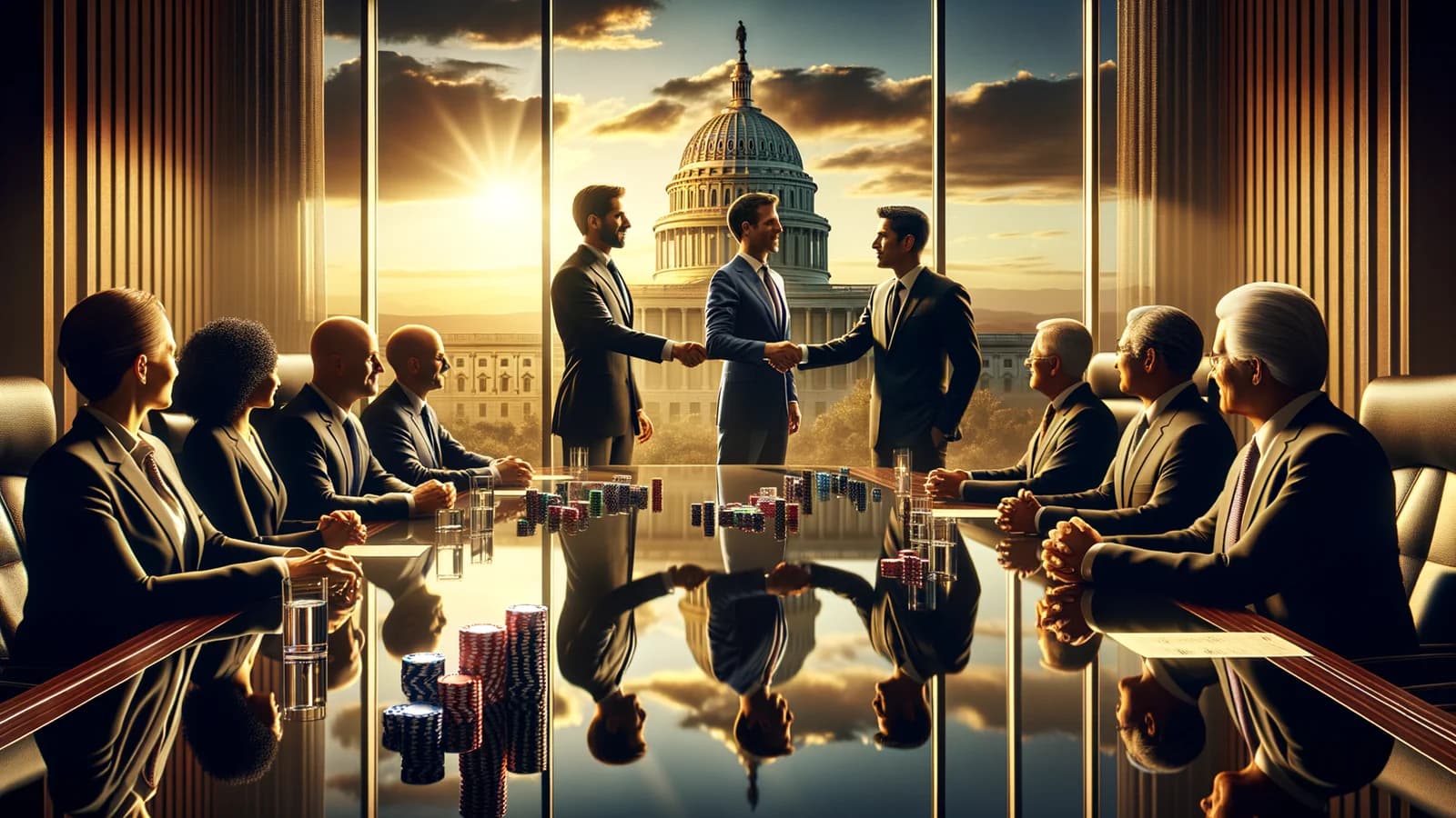 Editorial illustration: Allwyn-OPAP Merger Sets New Global Benchmark for Gambling Sector Investment