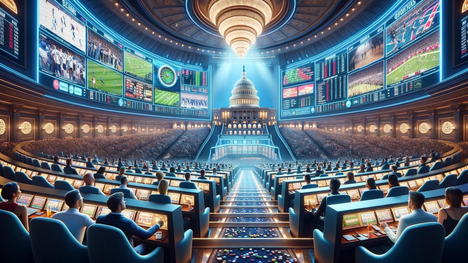 Editorial illustration: US Senators Propose National Ban on Sports Betting via Prediction Markets